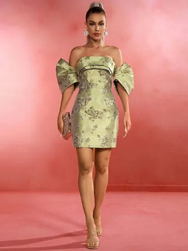 Jacquard off-Shoulder Floral Dress 4