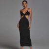 Knitted Spaghetti Strap Maxi Dress Black