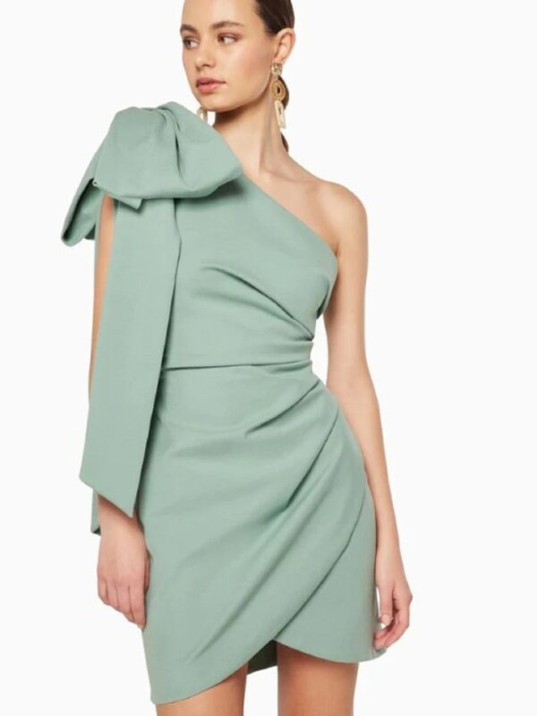 Light Blue Wrap Ruched Tie Mini Dress 2