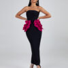 Long Pleated Ornamented Bandage Dress 3