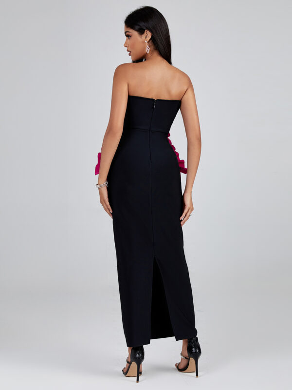 Long Pleated Ornamented Bandage Dress 5