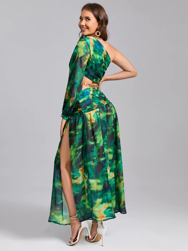 Loose Casual Floral Maxi Dress Green 2