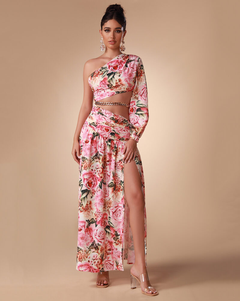 Loose Casual Floral Maxi Dress Pink 2