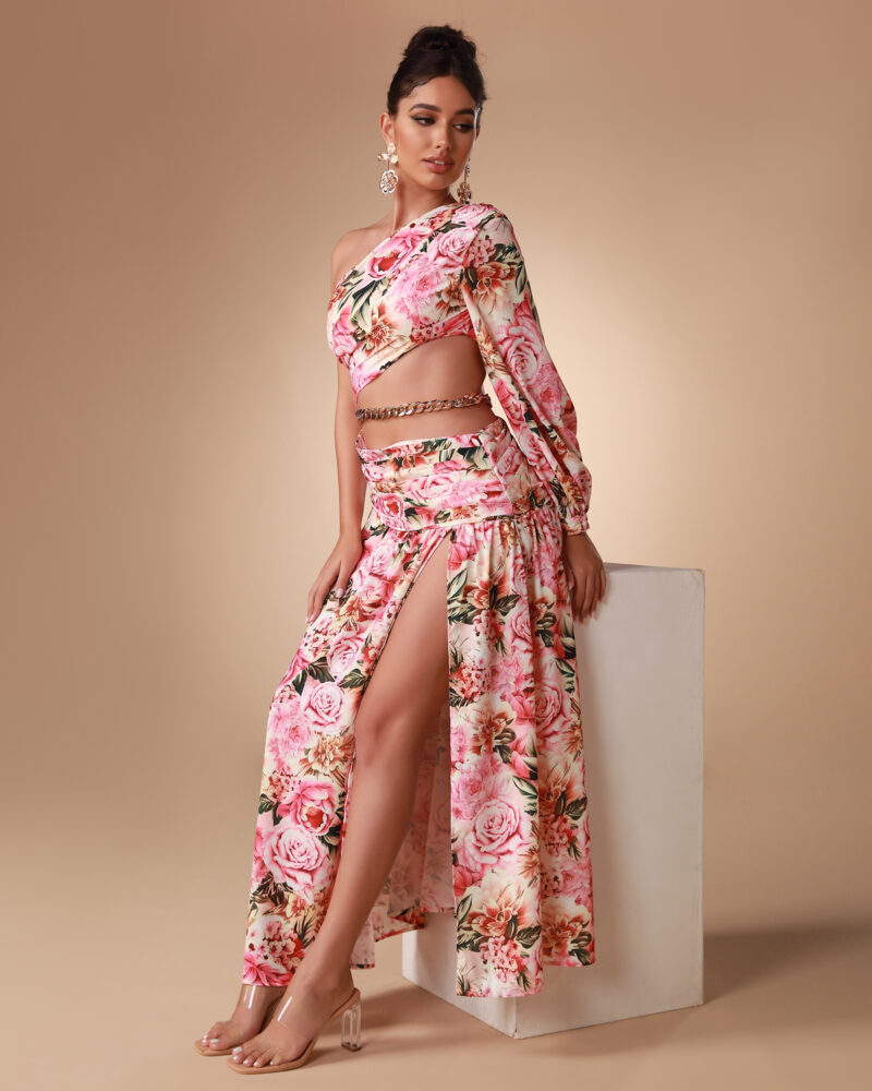 Loose Casual Floral Maxi Dress Pink 3