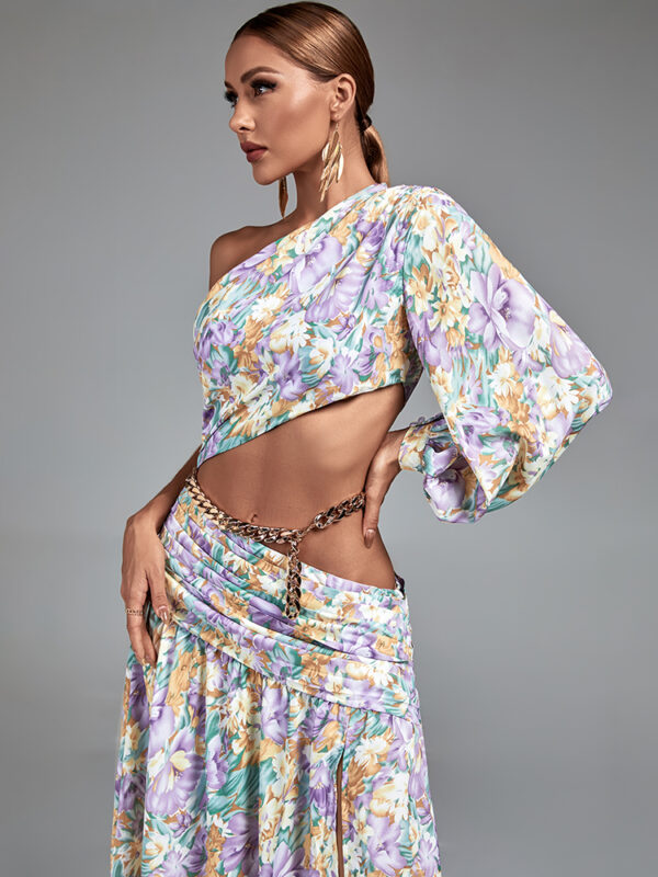 Loose Casual Floral Maxi Dress Purple 1