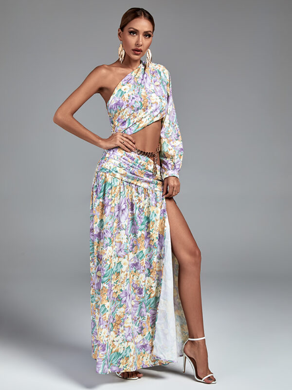 Loose Casual Floral Maxi Dress Purple 2