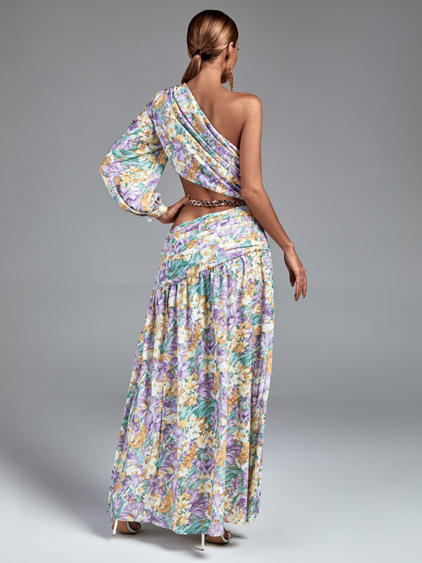 Loose Casual Floral Maxi Dress Purple 3