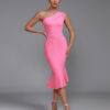 Mermaid One Shoulder Fishtail Bandage Dress 8 Mermaid One Shoulder Fishtail Bandage Dress Light Pink 1