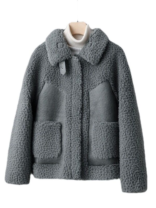 Chenille Winter Stitching Fur Coat Women