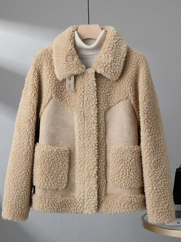 Chenille Winter Stitching Fur Coat Women
