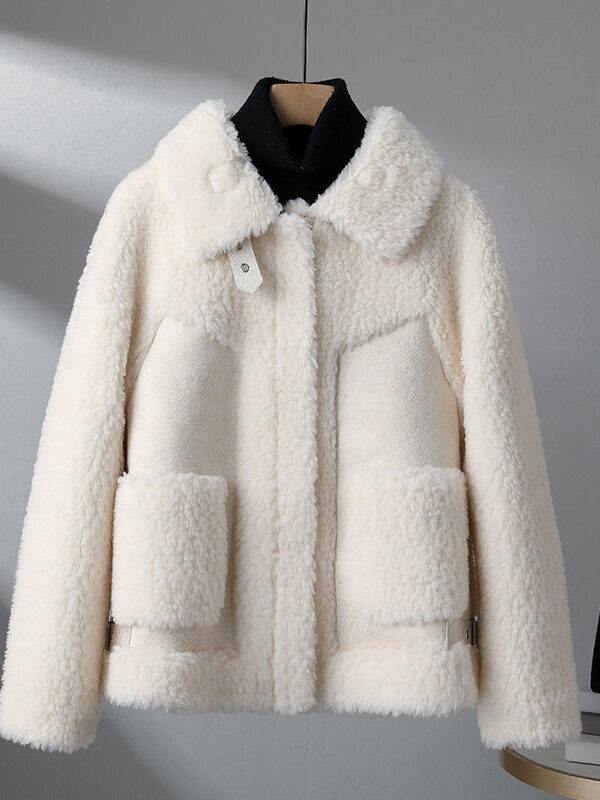Chenille Winter Stitching Fur Coat Women