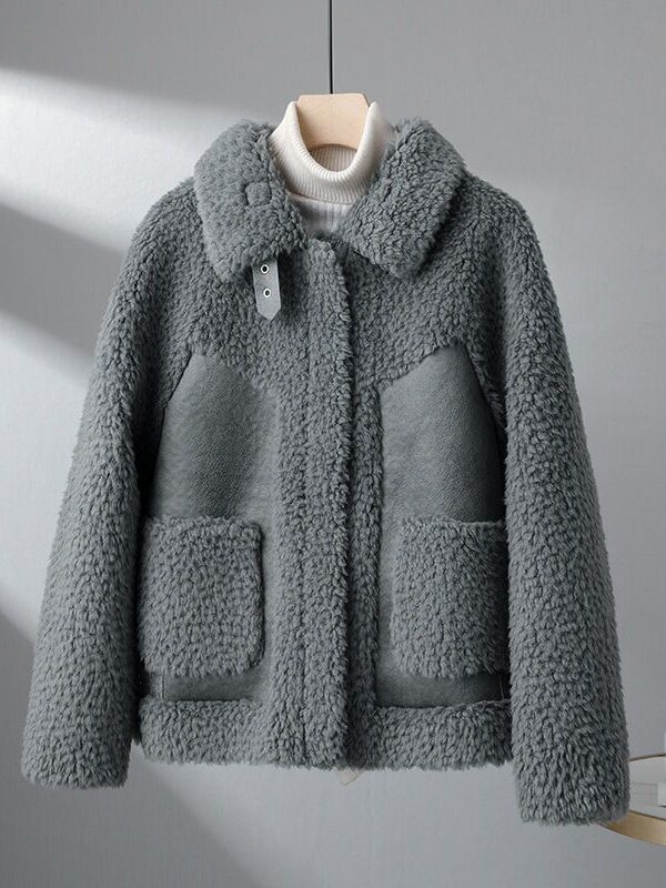 Chenille Winter Stitching Fur Coat Women