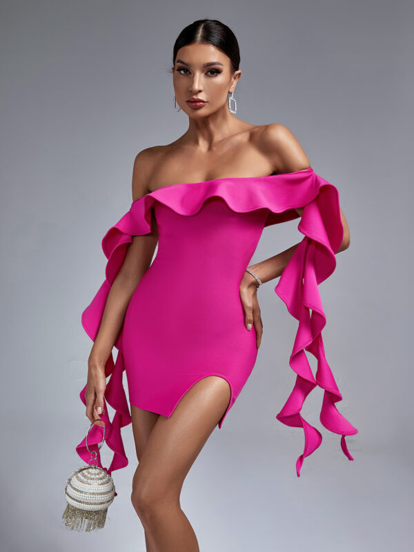 Party Time Ruffle Mini Dress Pink 1