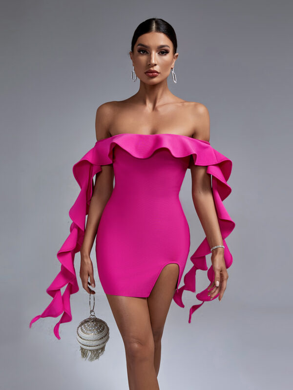 Party Time Ruffle Mini Dress Pink 2
