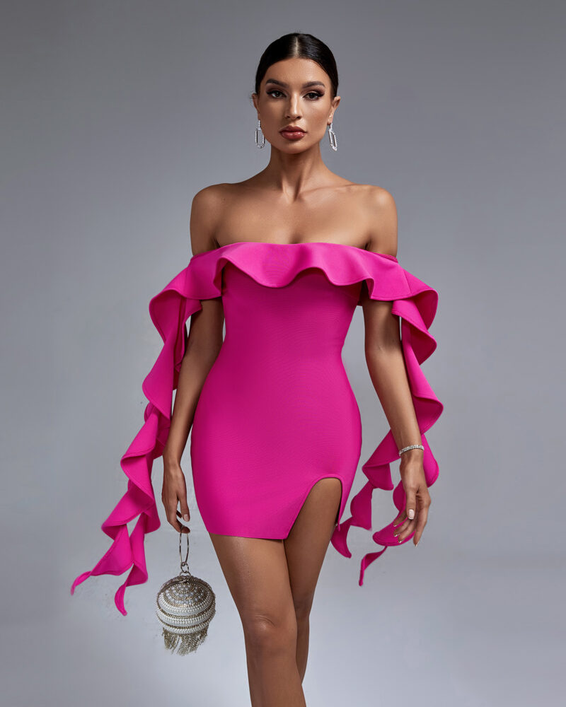 Party Time Ruffle Mini Dress Pink 2