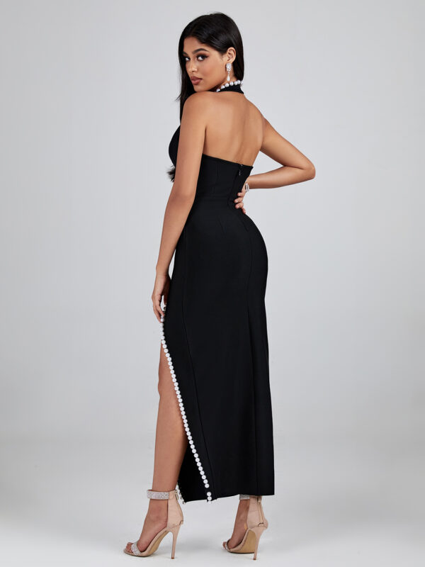 Pearl-Embellished Maxi Bandage Dress 1