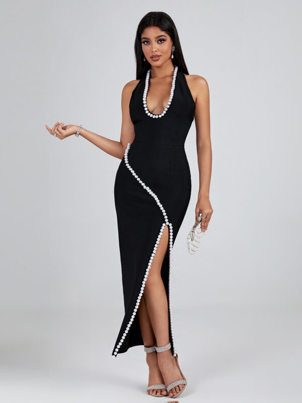 Pearl-Embellished Maxi Bandage Dress 2