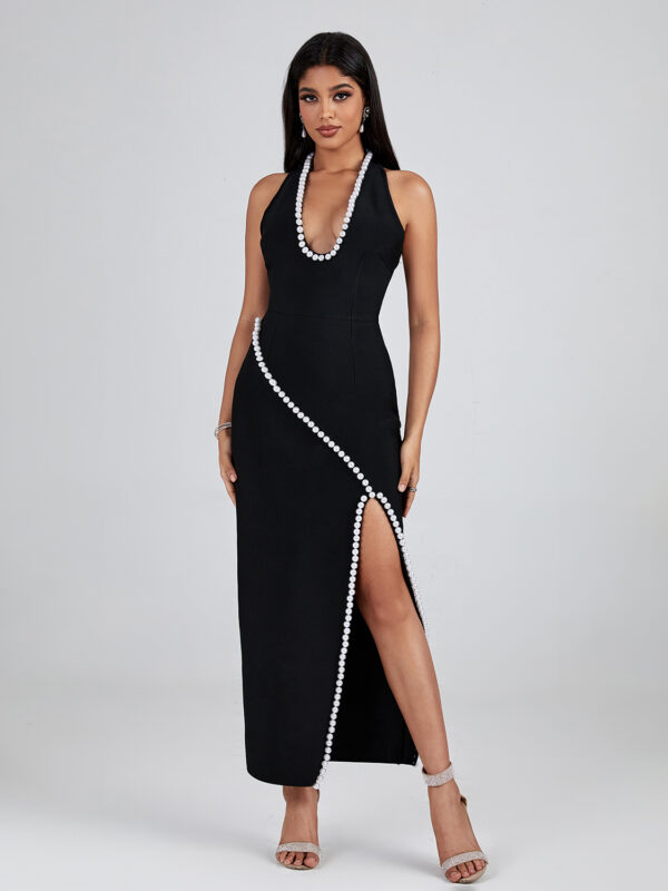 Pearl-Embellished Maxi Bandage Dress 3