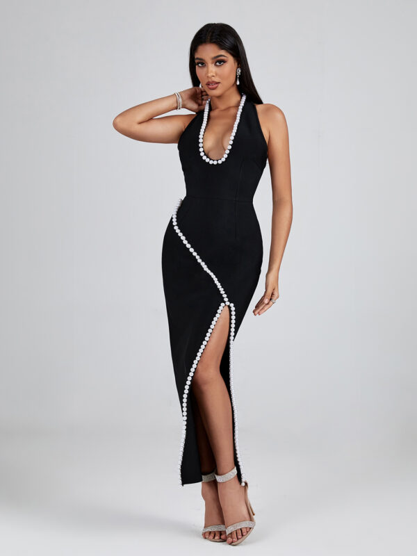 Pearl-Embellished Maxi Bandage Dress 4