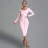 Pink Waist Tie Midi Dress 8 Pink Waist Tie Midi Dress 1