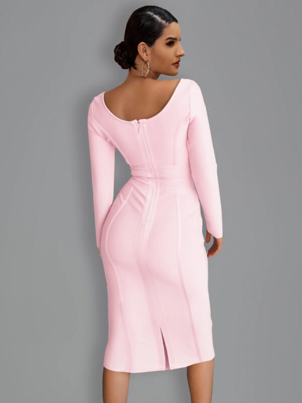 Pink Waist Tie Midi Dress 2