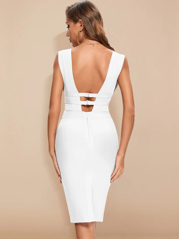 Plunge Cutout Midi Bandage Dress 1
