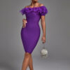 Purple Feather Off-Shoulder Dress 5 Purple Feather Off-Shoulder Dress Purple 1