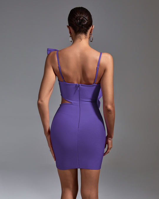 Purple Ruffled Cutout Bandage Dress 3