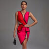 Rose V Neck Sleeveless Mesh Bandage Dress 9 Rose V Neck Sleeveless Mesh Bandage Dress 4