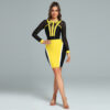 Round Neck Yellow Mesh Bodycon Dress 9 Round Neck Yellow Mesh Bodycon Dress 4