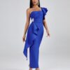 Royal One Shoulder Ruffle Dress 9 Royal One Shoulder Ruffle Dress 6