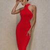 Sexy Halter Sleeveless Midi Bandage Dress 9 Sexy Halter Sleeveless Midi Bandage Dress Red