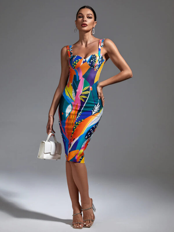 Statement Multicolor Midi Bandage Dress 2