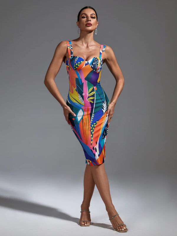 Statement Multicolor Midi Bandage Dress 3