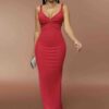 shapeminow Sweetheart Ruched Drop Back Chain Dress1 | ShapeMiNow is your go-to store for all kinds of body shapers, dresses, and statement pieces.