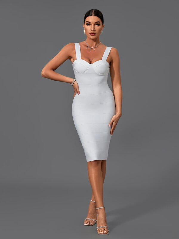 White Strappy Sleeveless Evening Dress 3