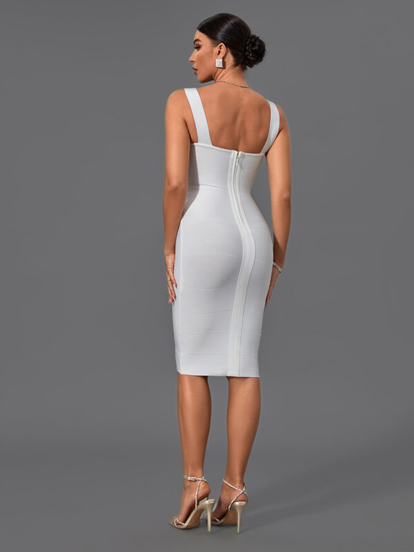 White Strappy Sleeveless Evening Dress 6