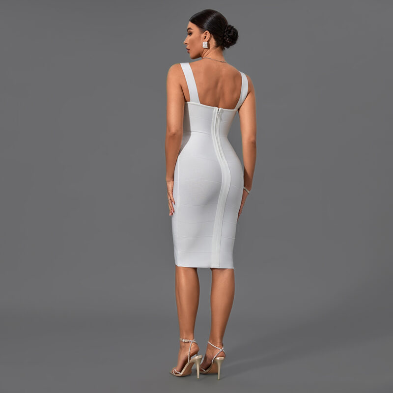 White Strappy Sleeveless Evening Dress 6