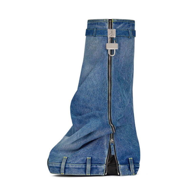 Yola Round Toe Thick-soled Denim Boots