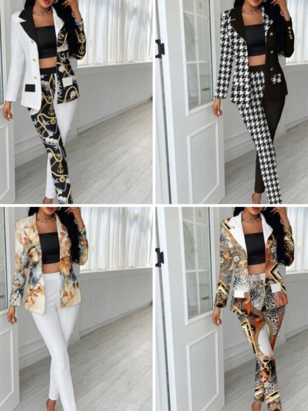 2Pieces Printed Long Pant Suit 3