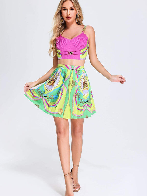 Afro Top & Pleated Mini Skirt 2