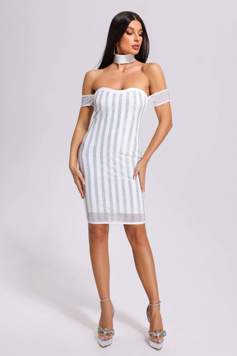 Baby Off Shoulder Stripe Midi Dress 1