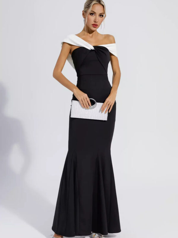 Black Off-Shoulder Mermaid Maxi Dress 1