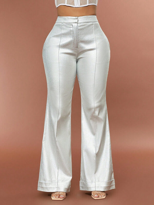 Casual Silver High-Rise Flared Pants 1