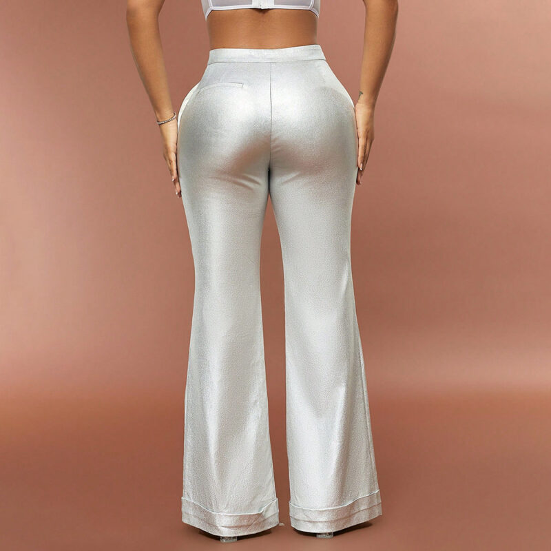 Casual Silver High-Rise Flared Pants 4