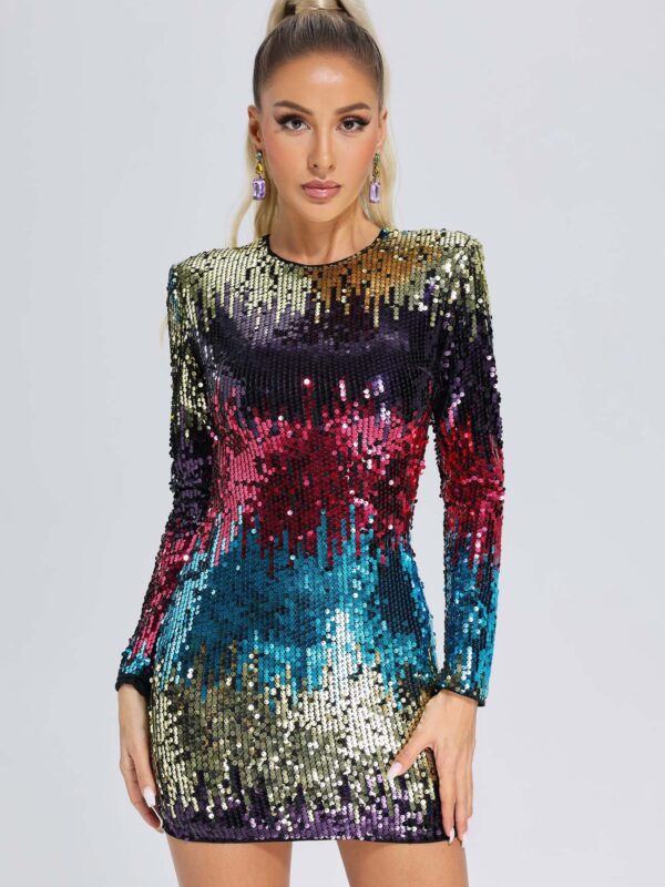 Colorful Sequined Mini Party Dress 1