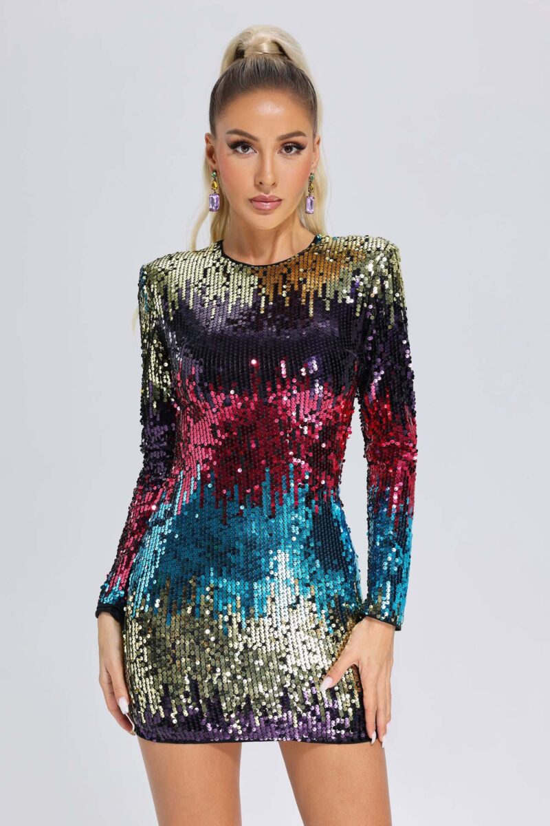 Colorful Sequined Mini Party Dress 1