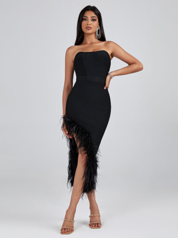 Feel The Feather Trim Midi Dress 2