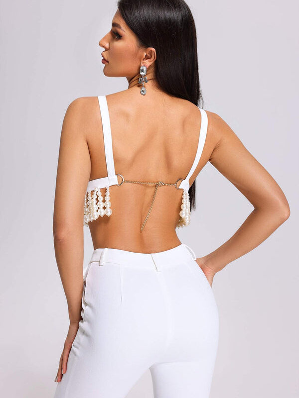 Handmade Pearl Beading Bra Top 1