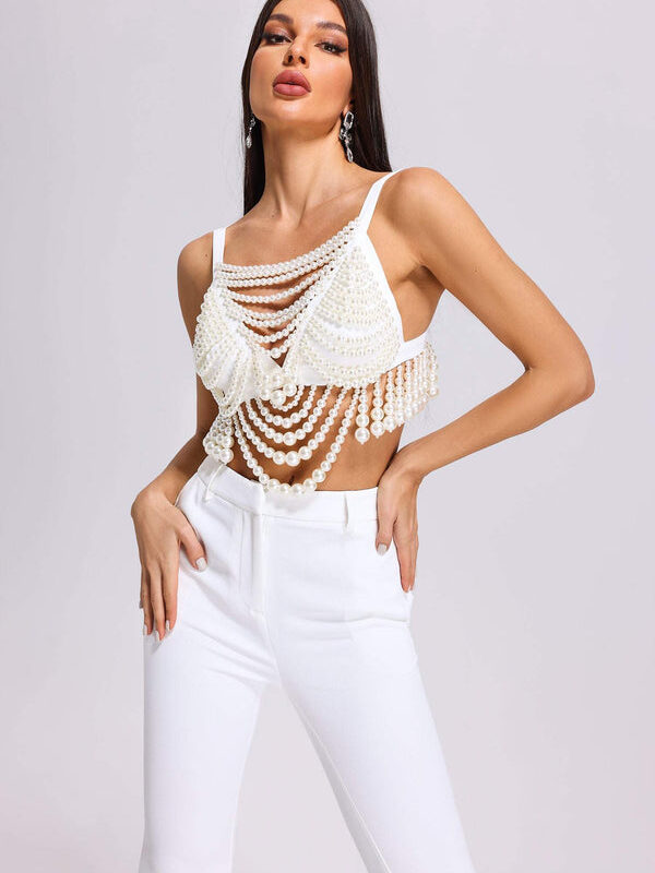 Handmade Pearl Beading Bra Top 3